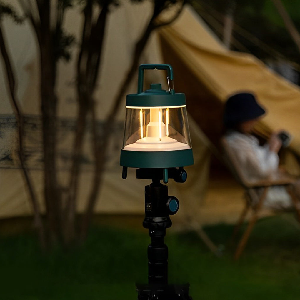 Dimmable LED Camping Lantern Rechargeable IP65 Waterproof Forest Green Portable Tent Light with Power Bank Function