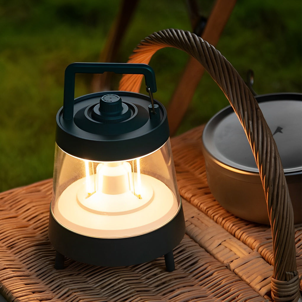 Dimmable LED Camping Lantern Rechargeable IP65 Waterproof Forest Green Portable Tent Light with Power Bank Function