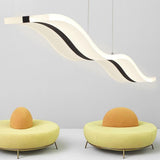 Dimmable LED Modern Wavy Pendant Light Acrylic Linear Chandelier for Kitchen Island Dining Room
