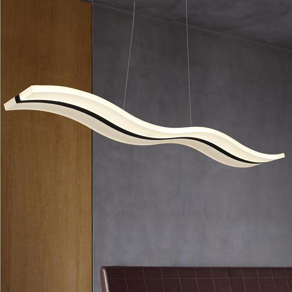 Dimmable LED Modern Wavy Pendant Light Acrylic Linear Chandelier for Kitchen Island Dining Room