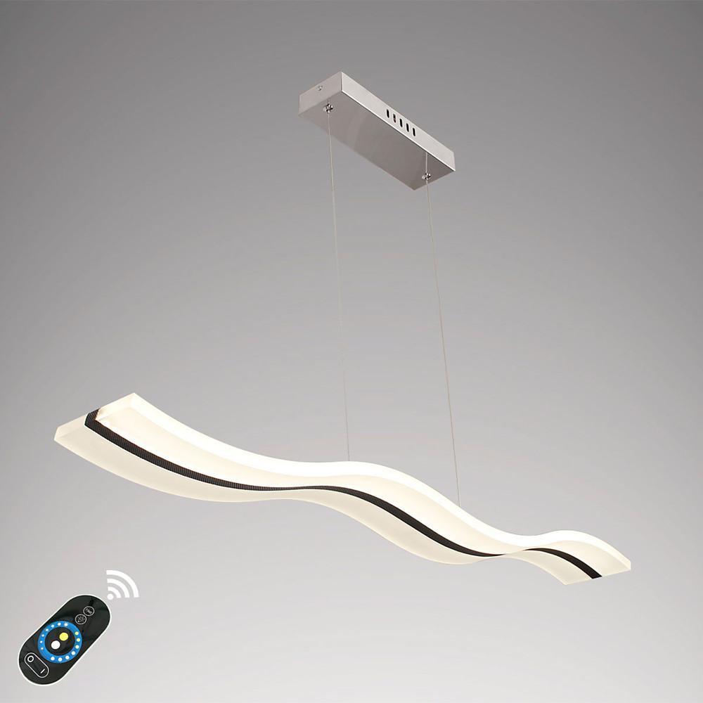 Dimmable LED Modern Wavy Pendant Light Acrylic Linear Chandelier for Kitchen Island Dining Room