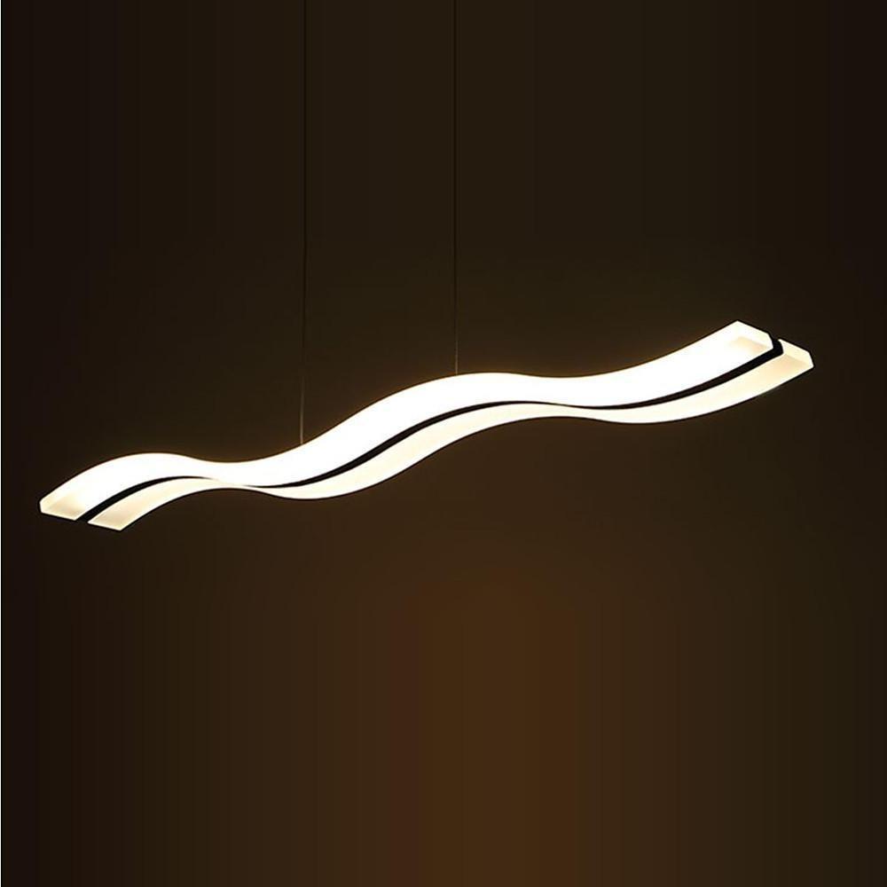 Dimmable LED Modern Wavy Pendant Light Acrylic Linear Chandelier for Kitchen Island Dining Room