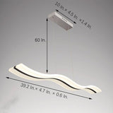 Dimmable LED Modern Wavy Pendant Light Acrylic Linear Chandelier for Kitchen Island Dining Room
