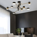 Dimmable LED Sputnik Chandelier with Acrylic Shades Black and Gold Modern Ceiling Fixture