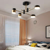 Dimmable LED Sputnik Chandelier with Acrylic Shades Black and Gold Modern Ceiling Fixture