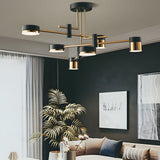 Dimmable LED Sputnik Chandelier with Acrylic Shades Black and Gold Modern Ceiling Fixture