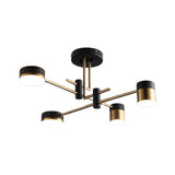 Dimmable LED Sputnik Chandelier with Acrylic Shades Black and Gold Modern Ceiling Fixture
