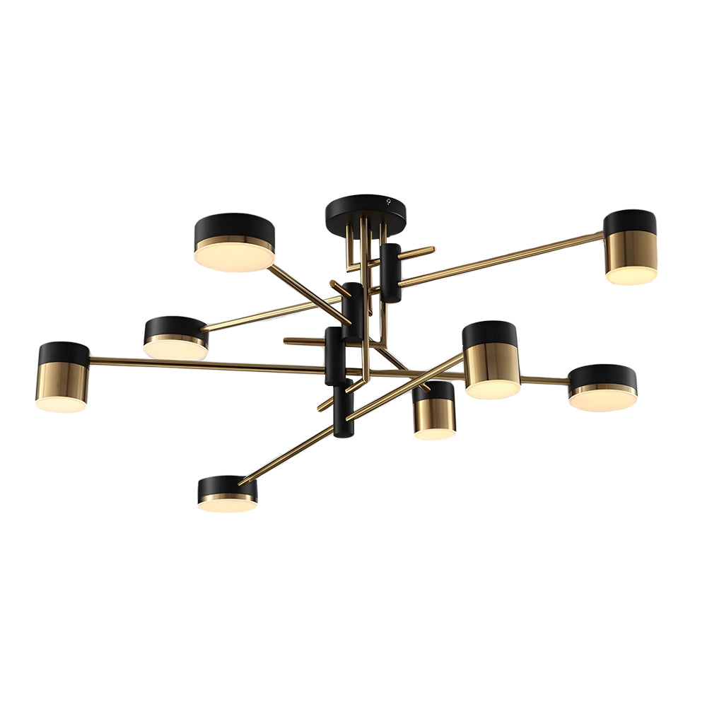 Dimmable LED Sputnik Chandelier with Acrylic Shades Black and Gold Modern Ceiling Fixture
