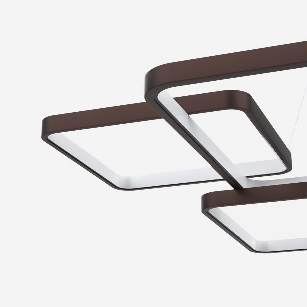 Dimmable LED Square Geometric Chandelier with Remote for Modern Foyer and Living Room Lighting