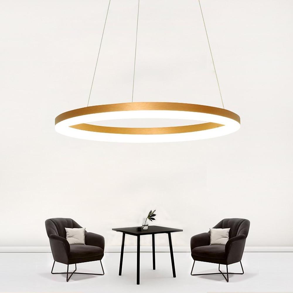 Dimmable Modern Geometric Ring LED Pendant Light Slim Circular Minimalist Hanging Ceiling Fixture