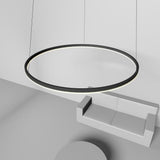 Dimmable Modern Geometric Ring LED Pendant Light Slim Circular Minimalist Hanging Ceiling Fixture