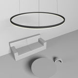Dimmable Modern Geometric Ring LED Pendant Light Slim Circular Minimalist Hanging Ceiling Fixture