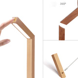Dimmable Natural Wood LED Table Lamp with 360 Degree Rotation and Rechargeable Magnetic Base