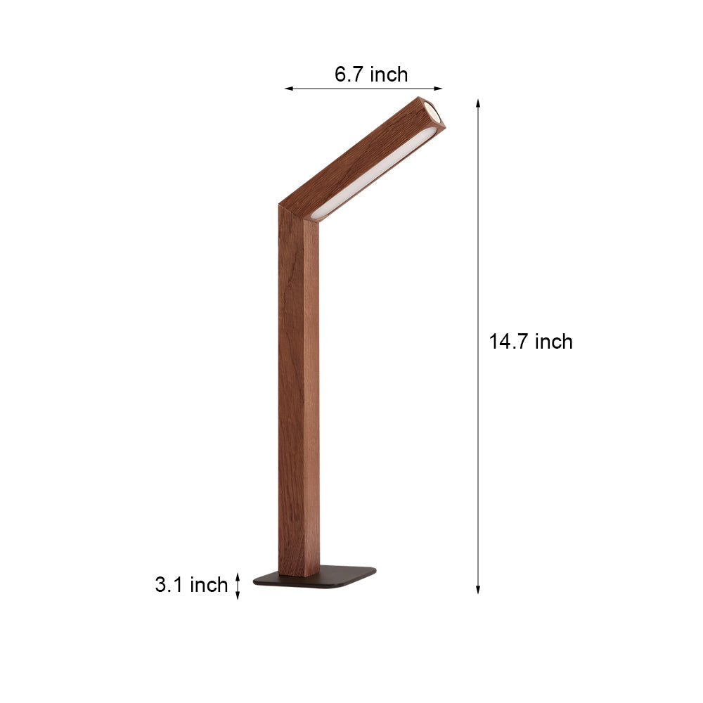 Dimmable Natural Wood LED Table Lamp with 360 Degree Rotation and Rechargeable Magnetic Base