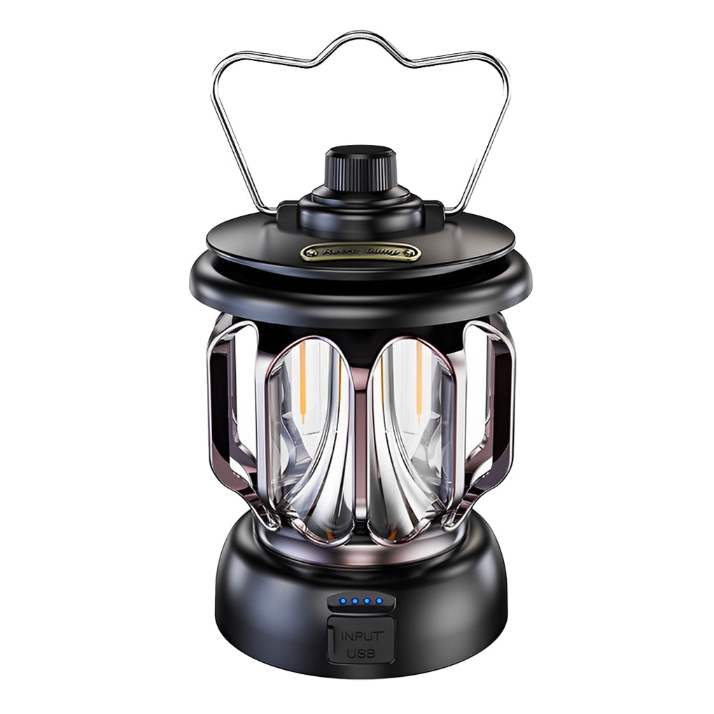 Dimmable Retro LED Camping Lantern Waterproof Rechargeable Outdoor Hanging Lamp with USB Port