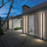 Dimmable RGB Black Linear Outdoor Wall Light Modern Long Strip LED Landscape Sconce