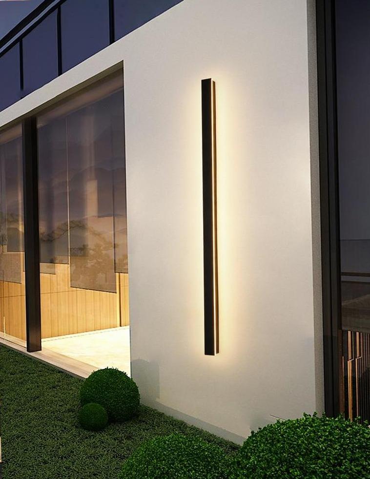 Dimmable RGB Black Linear Outdoor Wall Light Modern Long Strip LED Landscape Sconce
