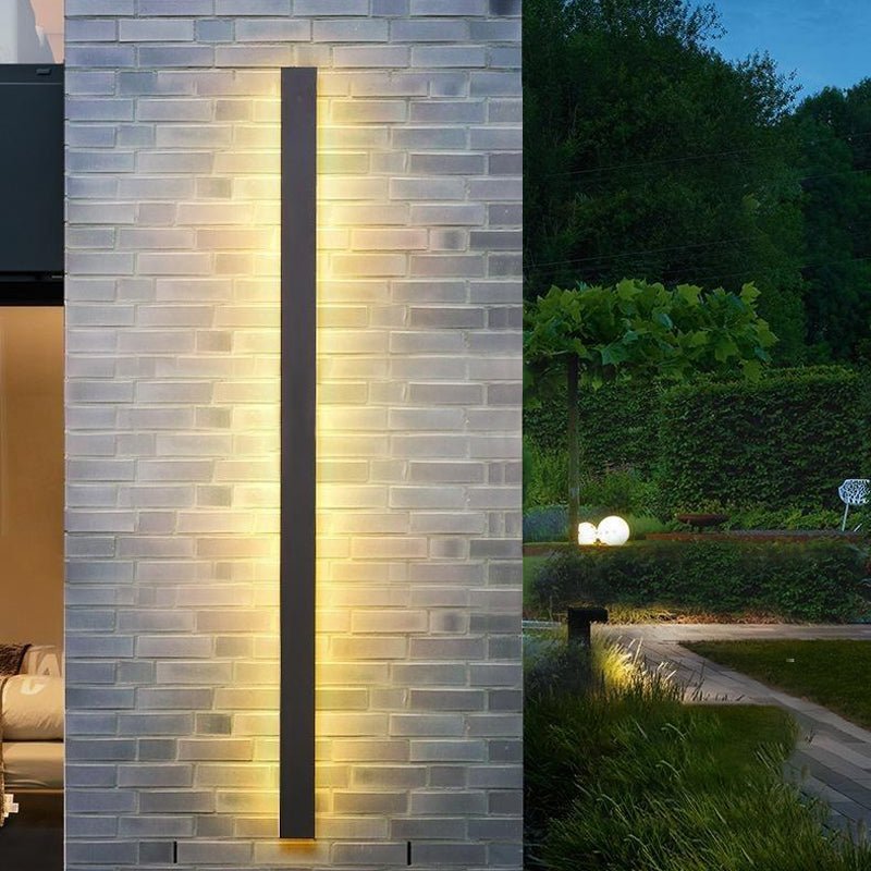 Dimmable RGB Black Linear Outdoor Wall Light Modern Long Strip LED Landscape Sconce