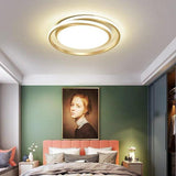 Modern Circular LED Flush Mount Ceiling Light for Bedroom and Living Room in Black or Gold