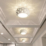 Modern Metal Crystal LED Flush Mount Ceiling Light for Hallway and Entryway Decor