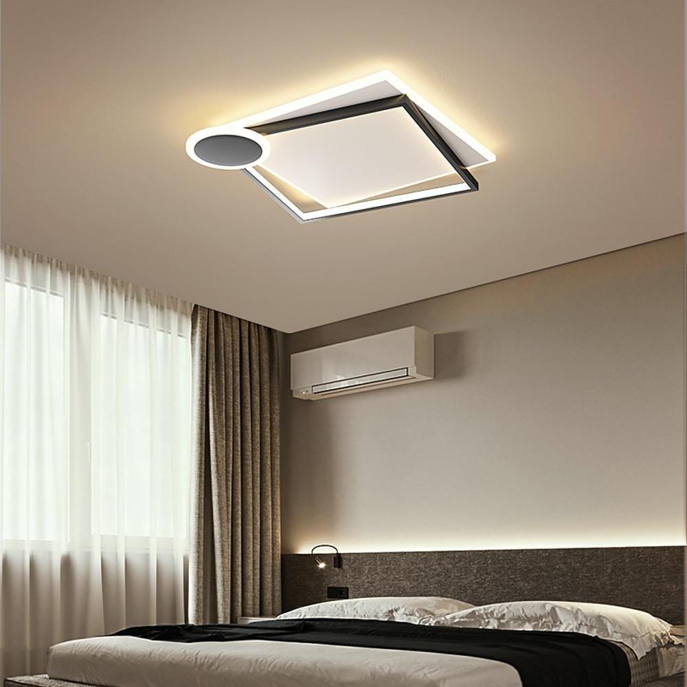 Minimalist Geometric Offset Metal LED Ceiling Light Flush Mount Fixture for Bedrooms