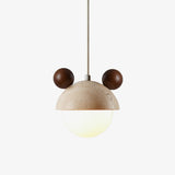 Domiere Travertine and Wood Pendant Light Modern Hanging Lamp for Indoor Spaces
