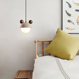 Domiere Travertine and Wood Pendant Light Modern Hanging Lamp for Indoor Spaces