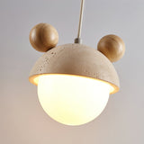 Domiere Travertine and Wood Pendant Light Modern Hanging Lamp for Indoor Spaces