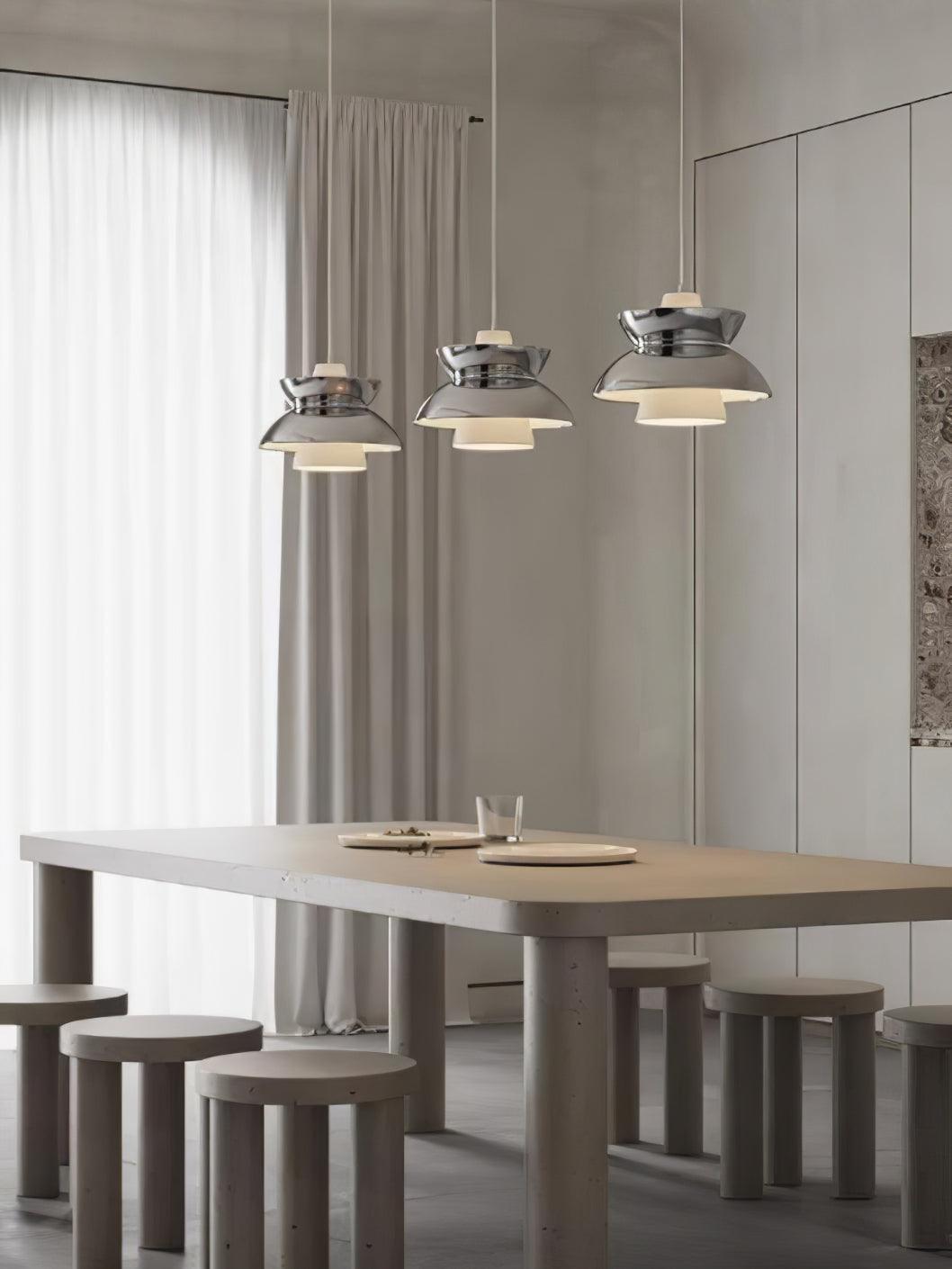 Doo Wop Modern Pendant Light Aluminum Dual Shade Ceiling Lamp for Kitchen Island