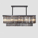 Double Layer Crystal Chandelier Rectangular 8 Light Pendant Lamp for Kitchen Island and Dining Room