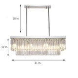 Double Layer Crystal Chandelier Rectangular 8 Light Pendant Lamp for Kitchen Island and Dining Room
