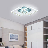 Modern Geometric Square LED Ceiling Light Dimmable Flush Mount Fixture for Bedroom and Living Room