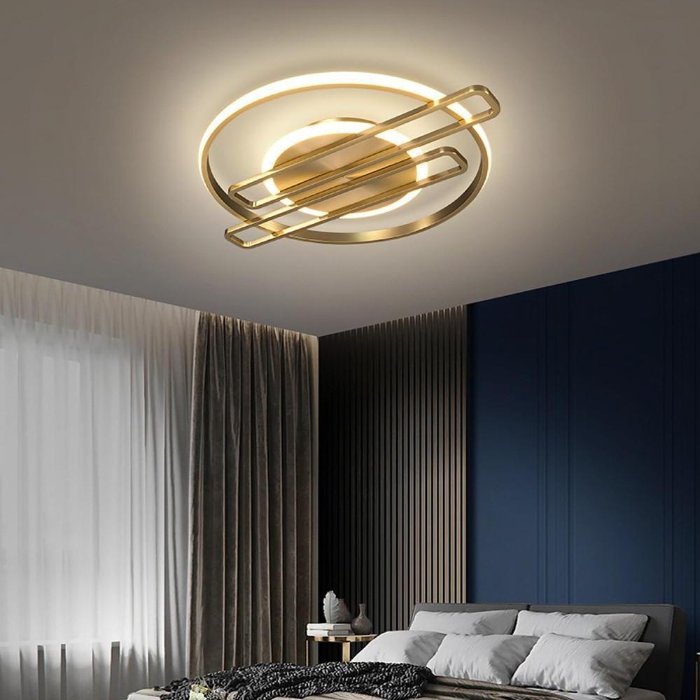 Modern Circular Linear LED Ceiling Light Dimmable Nordic Cluster Flush Mount Metal Fixture