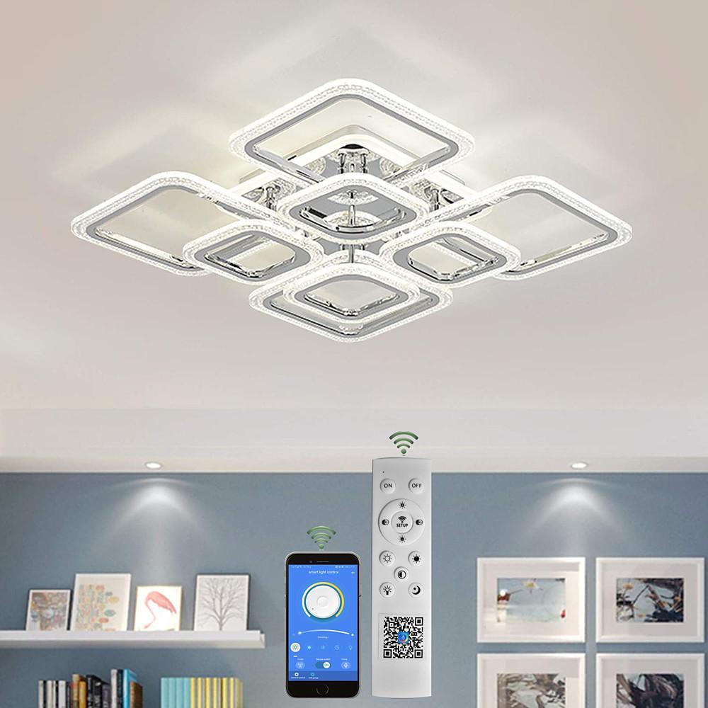 Modern Geometric LED Flush Mount Ceiling Lamp 5 Square Acrylic Light Fixture for Living Room