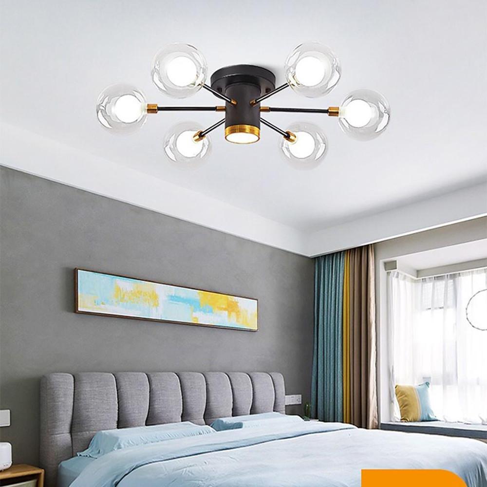 Modern 6 Light Globe Glass Flush Mount Ceiling Light for Bedroom and Living Room