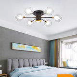 Modern 6 Light Globe Glass Flush Mount Ceiling Light for Bedroom and Living Room