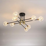 Modern 8 Light Black Metal and Glass LED Flush Mount Ceiling Light Fixture