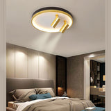 Modern Round LED Flush Mount Ceiling Light with Adjustable Spotlight and Dimmable Remote Control