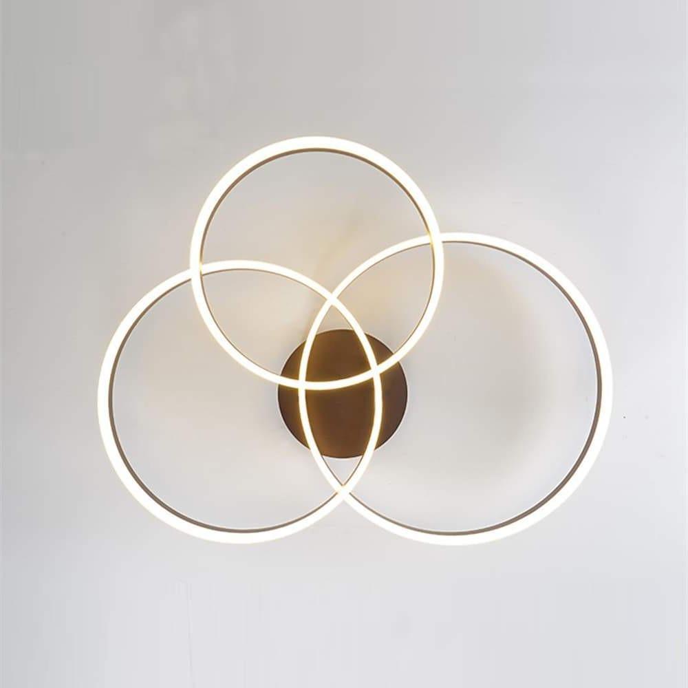 Modern Gold 3 Ring LED Flush Mount Ceiling Light Dimmable Geometric Lighting for Living Room