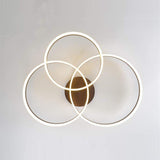 Modern Gold 3 Ring LED Flush Mount Ceiling Light Dimmable Geometric Lighting for Living Room