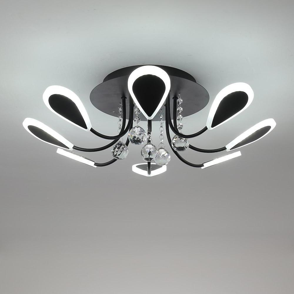 Modern LED Crystal Flush Mount Ceiling Light 8 Lights for Luxury Indoor Home Lighting