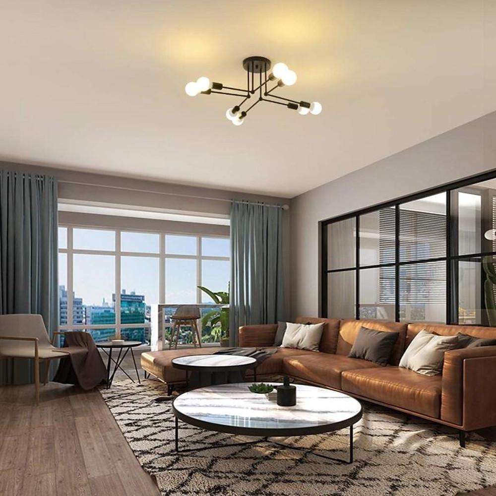 Modern 8 Light Sputnik Chandelier Industrial Metal Ceiling Light Fixture for Living Room and Bedroom