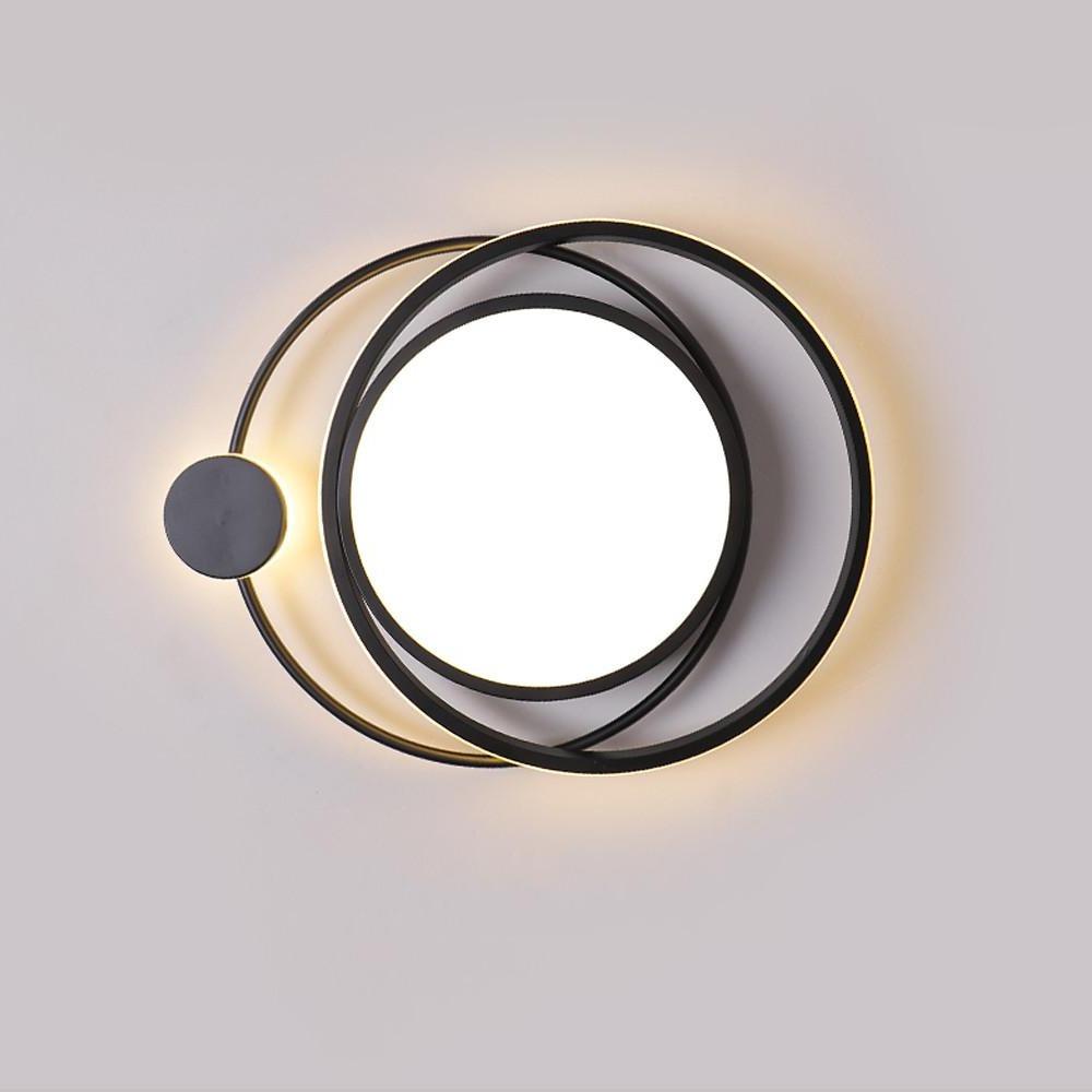 Modern Dimmable Double Circle Geometric LED Flush Mount Ceiling Light for Bedroom Living Room