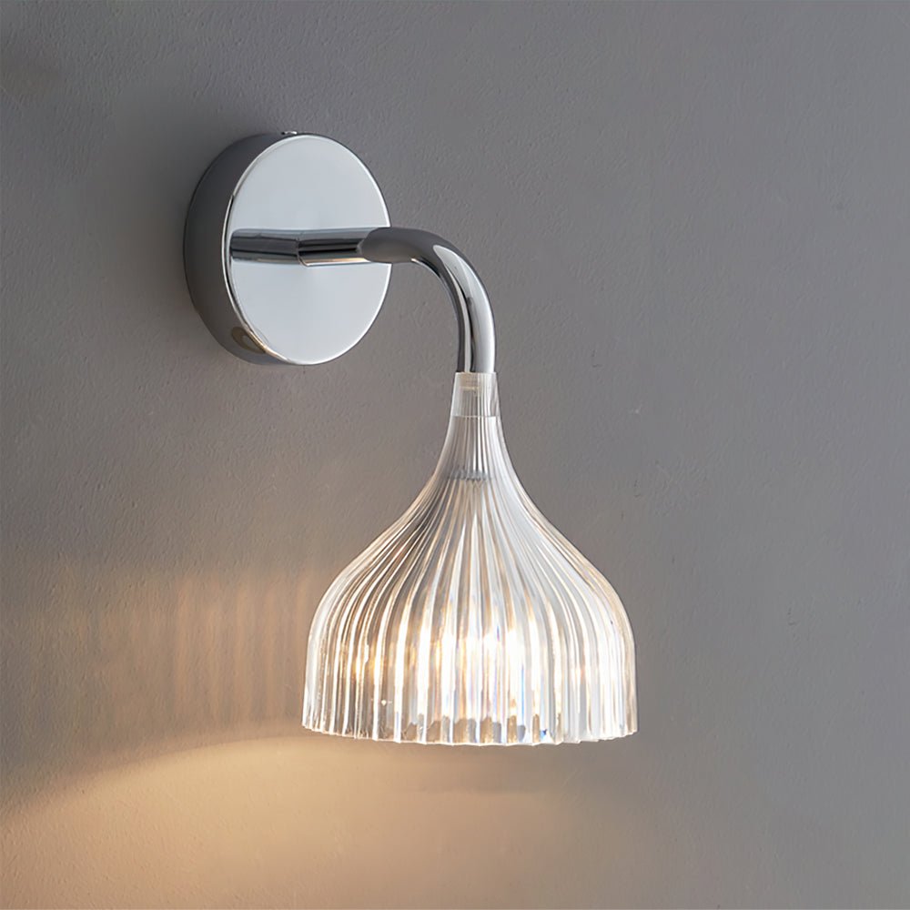 E Modern Minimalist Chrome Wall Sconce Indoor Glass Globe Bedside Reading Light