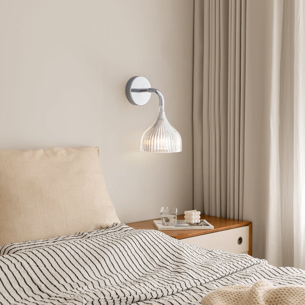 E Modern Minimalist Chrome Wall Sconce Indoor Glass Globe Bedside Reading Light
