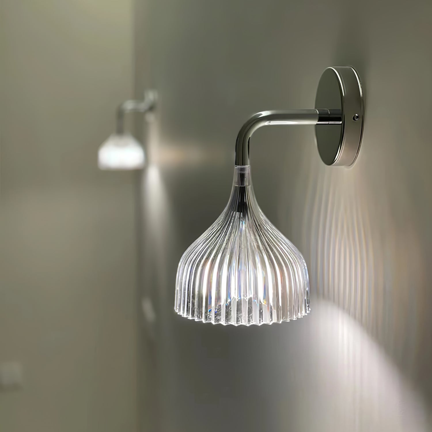 E Modern Minimalist Chrome Wall Sconce Indoor Glass Globe Bedside Reading Light