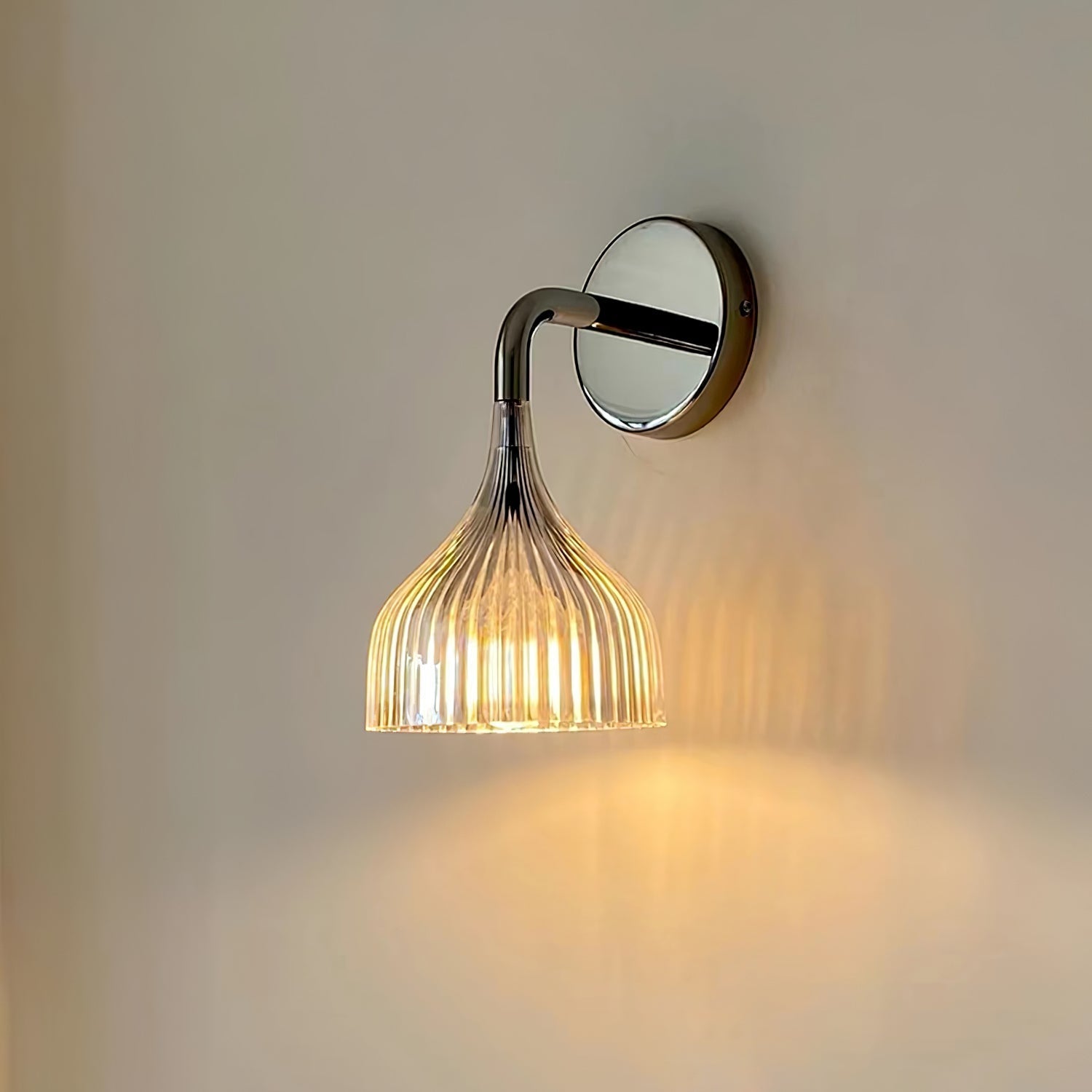 E Modern Minimalist Chrome Wall Sconce Indoor Glass Globe Bedside Reading Light