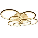 Modern Geometric Overlapping Ring LED Semi Flush Mount Ceiling Light for Living Room