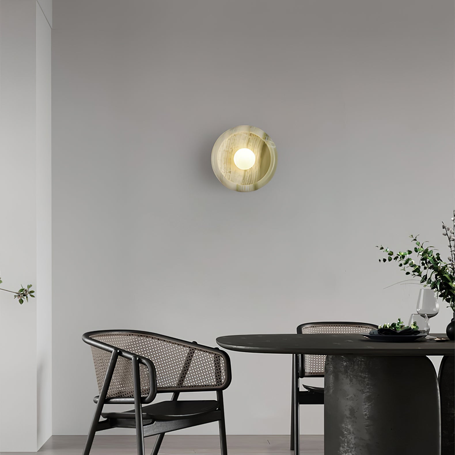 Eclipse Natural Jade Alabaster Wall Sconce Modern Minimalist Stone Lighting