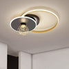 Modern Geometric Circle LED Flush Mount Ceiling Light for Living Room Bedroom Black and Gold Finish